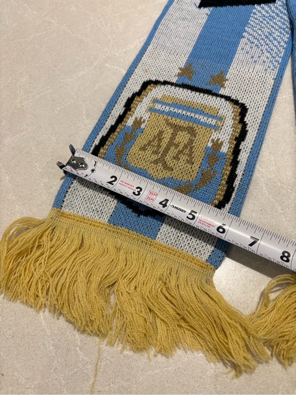 Adidas Argentina AFA Soccer Fan Scarf Fringe Light Blue White Gold 2 Star FIFA - Picture 4 of 11